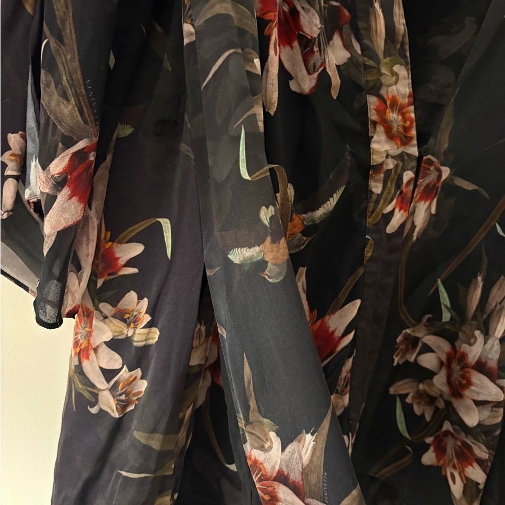 ALLSAINTS Elsie Kuroyuri Kimono Open Front Wrap Blouse Size 4 Feminine Luxury - Picture 13 of 14